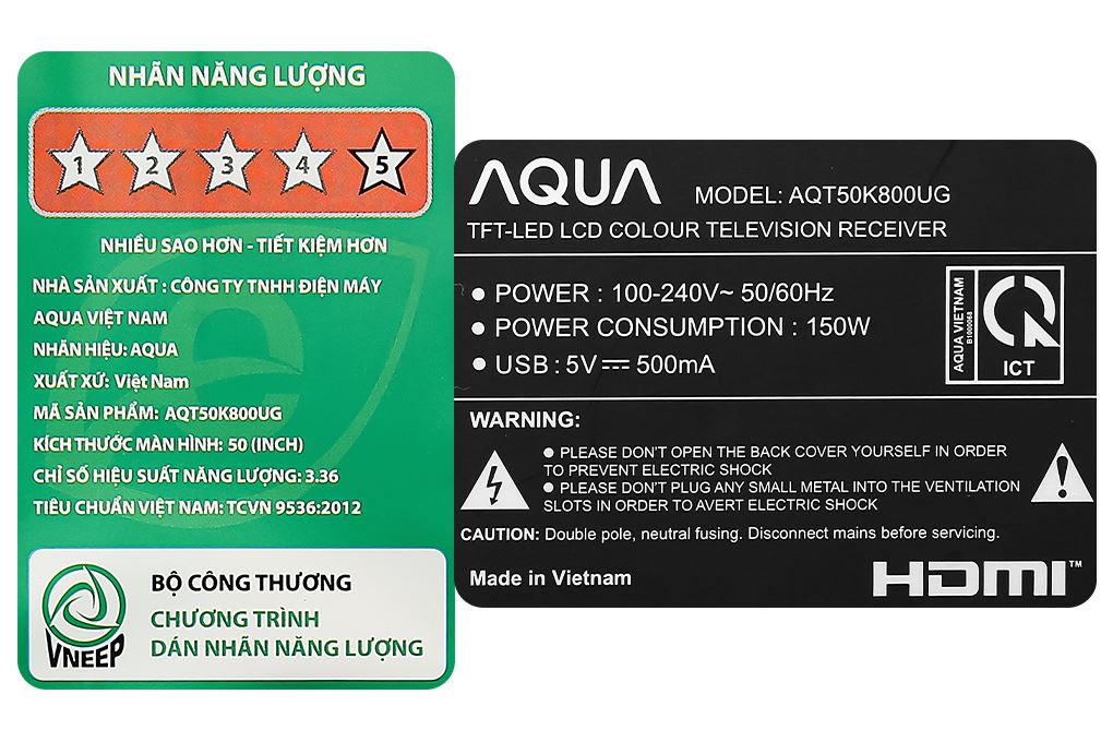 Android Tivi Aqua 4K 50 inch AQT50K800UG Màu Đen