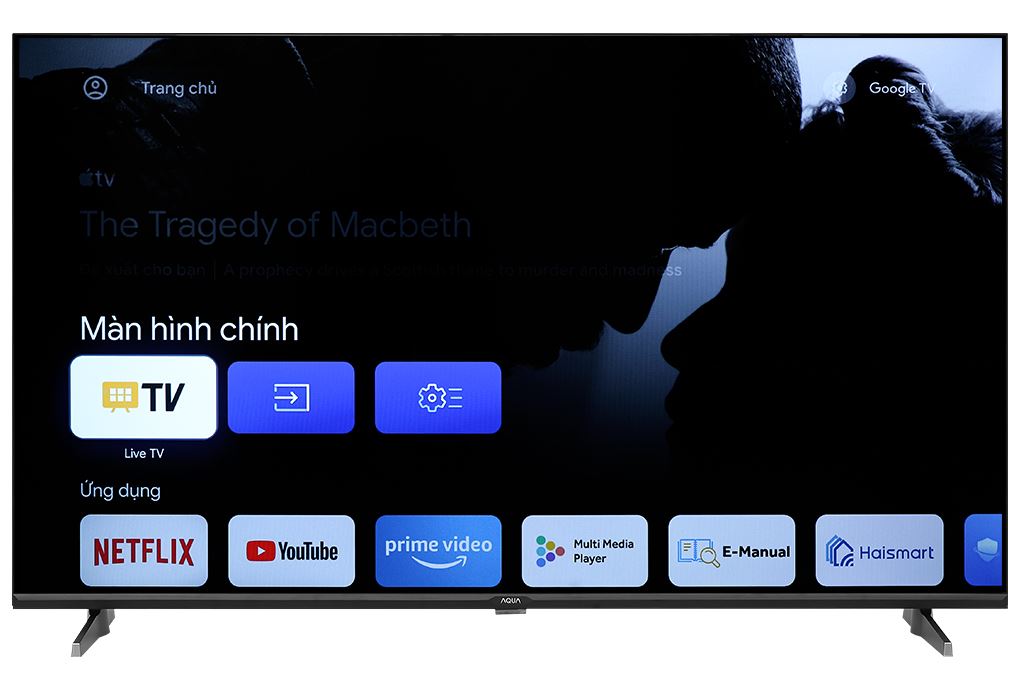 Android Tivi Aqua 4K 50 inch AQT50K800UG Màu Đen