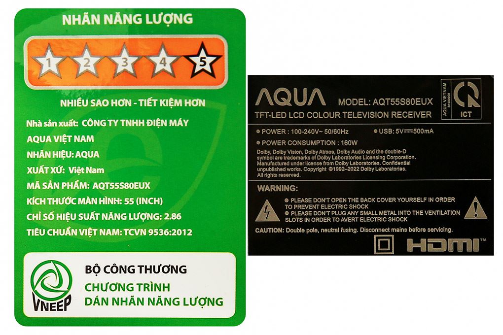 Google Tivi QLED Aqua 4K 55 inch AQT55S80EUX Màu Đen