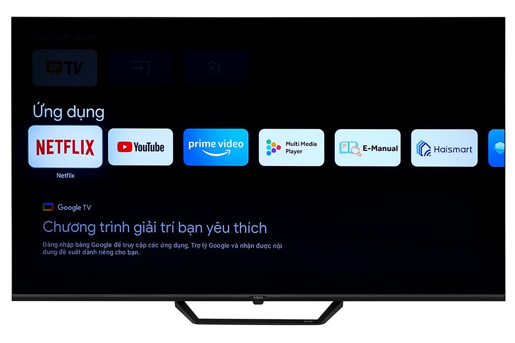 Google Tivi QLED Aqua 4K 55 inch AQT55S80EUX Màu Đen