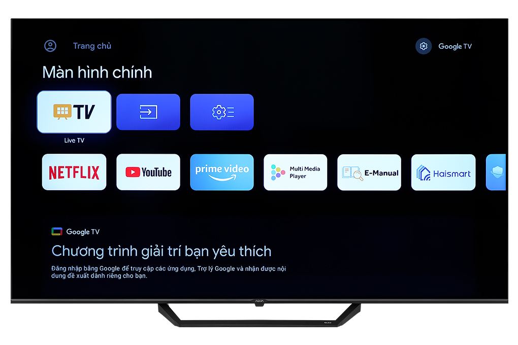 Google Tivi QLED Aqua 4K 65 inch AQT65S80EUX Màu Đen