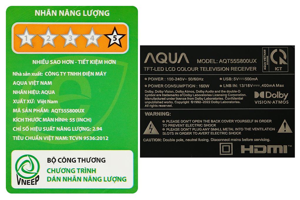 Google Tivi QLED Aqua 4K 55 inch AQT55S800UX Màu Đen