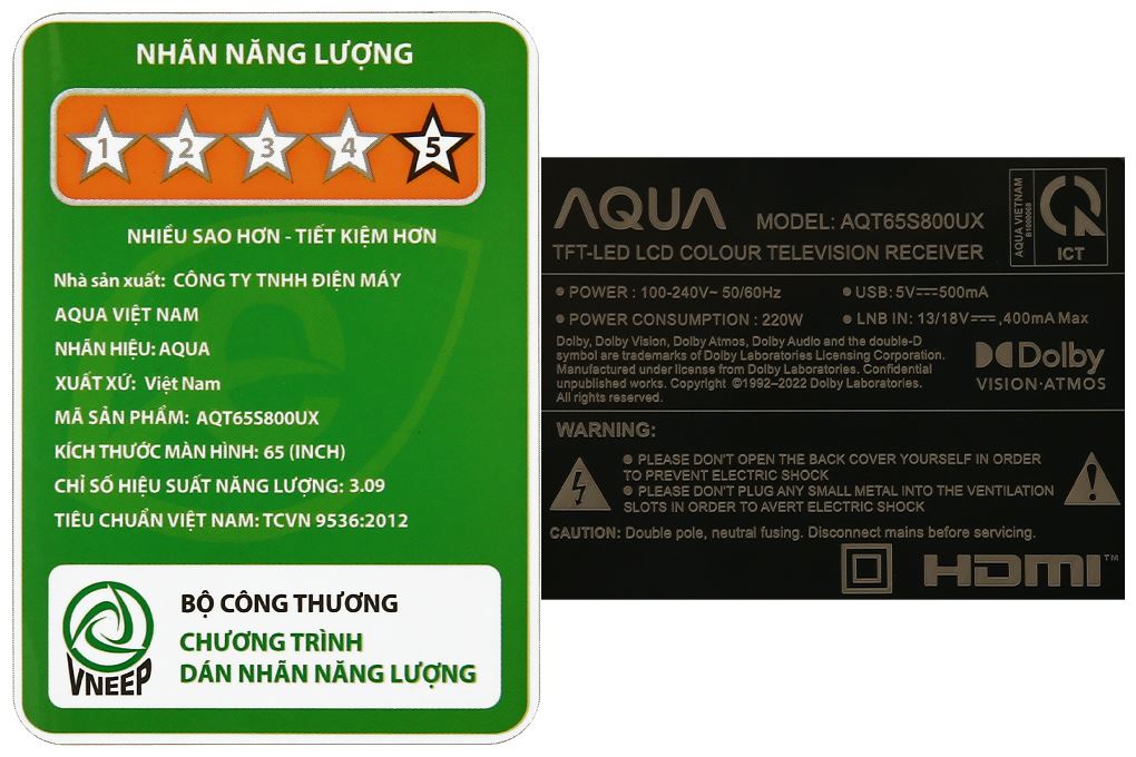 Google Tivi QLED Aqua 4K 65 inch AQT65S800UX Màu Đen