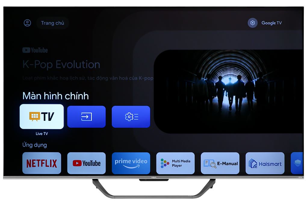 Google Tivi QLED Aqua 4K 65 inch AQT65S800UX Màu Đen