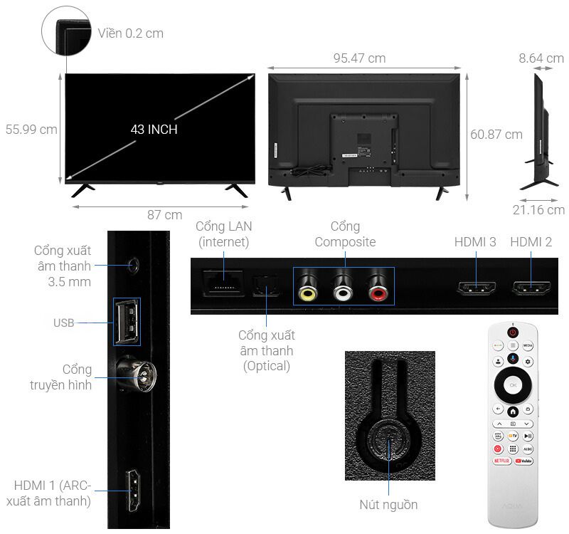 Android Tivi Aqua 43 inch AQT43K800FG