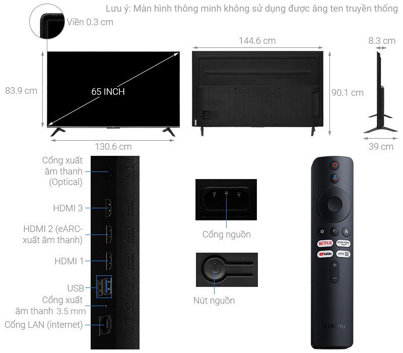 Màn hình thông minh Xiaomi 4K 65 inch Smart Display S ELA5672GL 2025