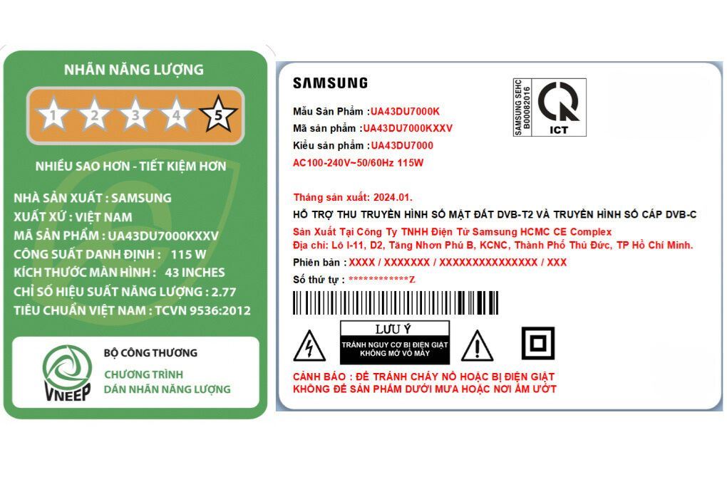 Smart Tivi Crystal UHD Samsung 4K 43 inch UA43DU7000 Màu Đen