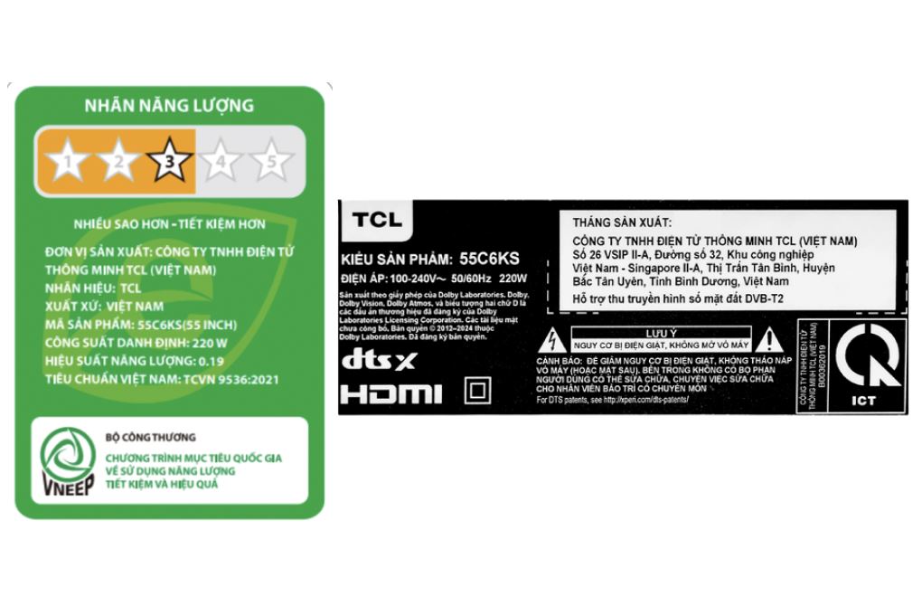 Google Tivi QD-Mini LED TCL AI 4K 55 inch 55C6KS Màu Đen