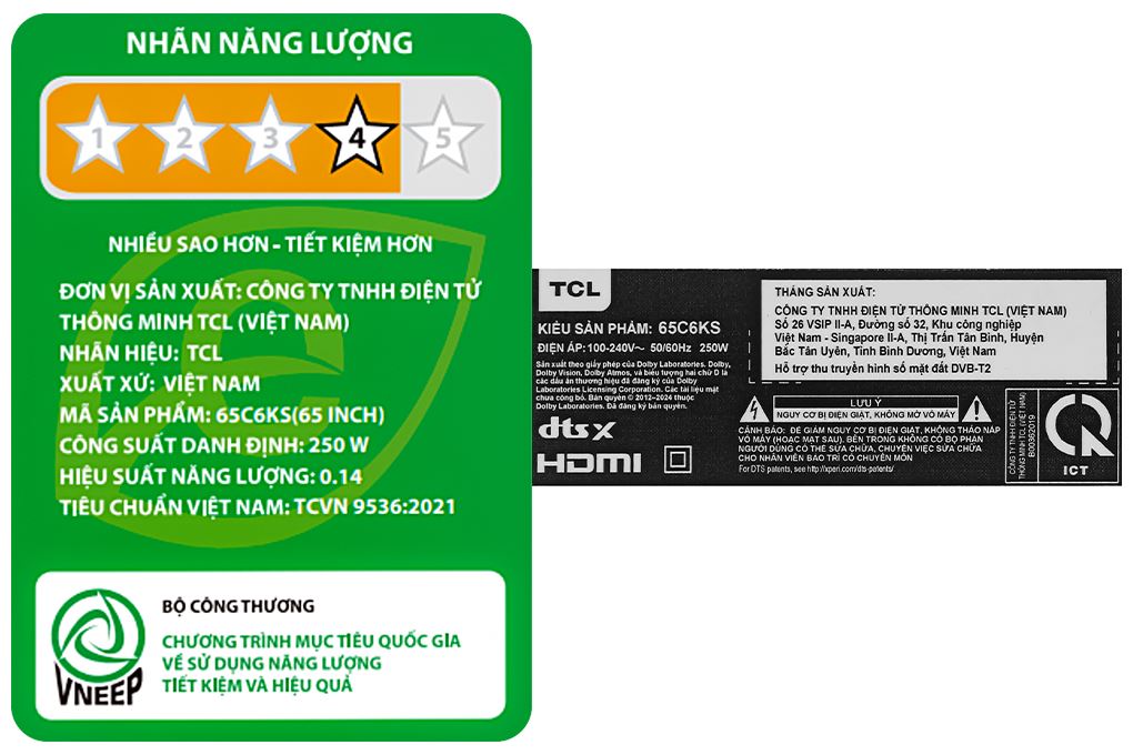 Google Tivi QD-Mini LED TCL AI 4K 65 inch 65C6KS Màu Đen