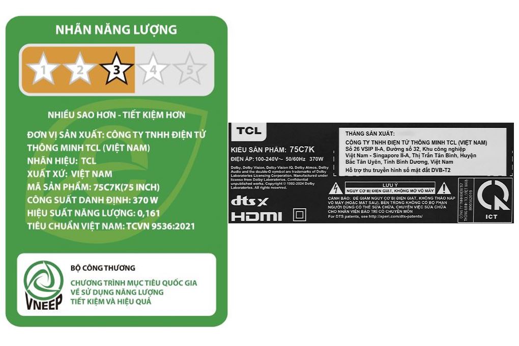 Google Tivi QD-Mini LED TCL AI 4K 75 inch 75C7K Màu Đen