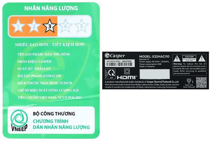 Android Tivi Casper 32 inch E32HAC110 Màu Đen
