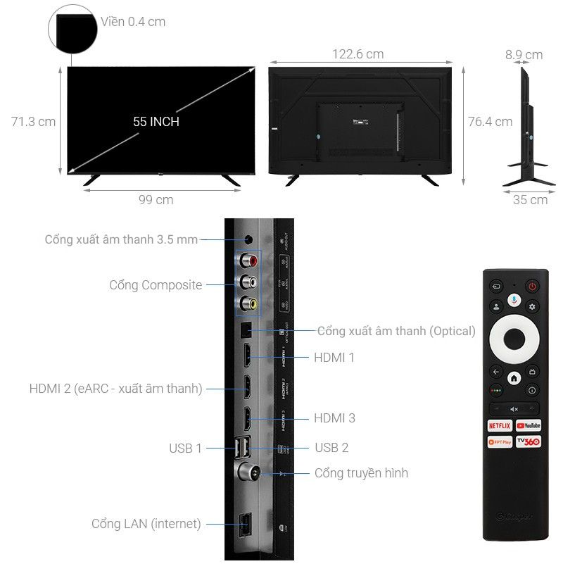 Google Tivi Casper 4K 55 inch D55UGC620