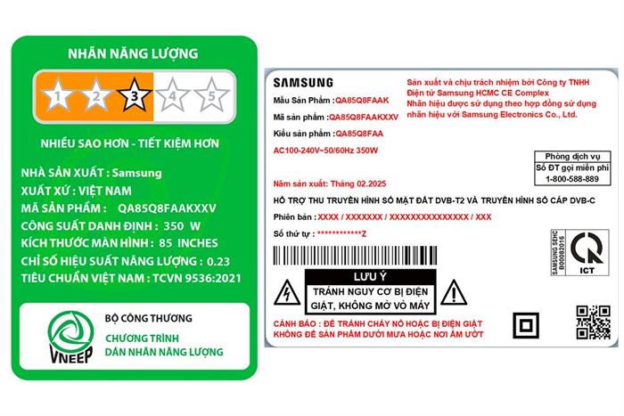 Smart Tivi QLED Samsung AI 4K 85 inch QA85Q8FA Màu Đen