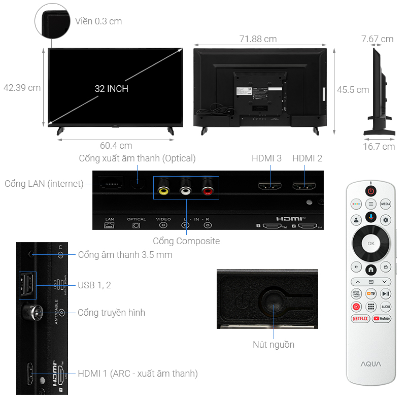 Google Tivi Aqua 32 inch AQT32K85FX