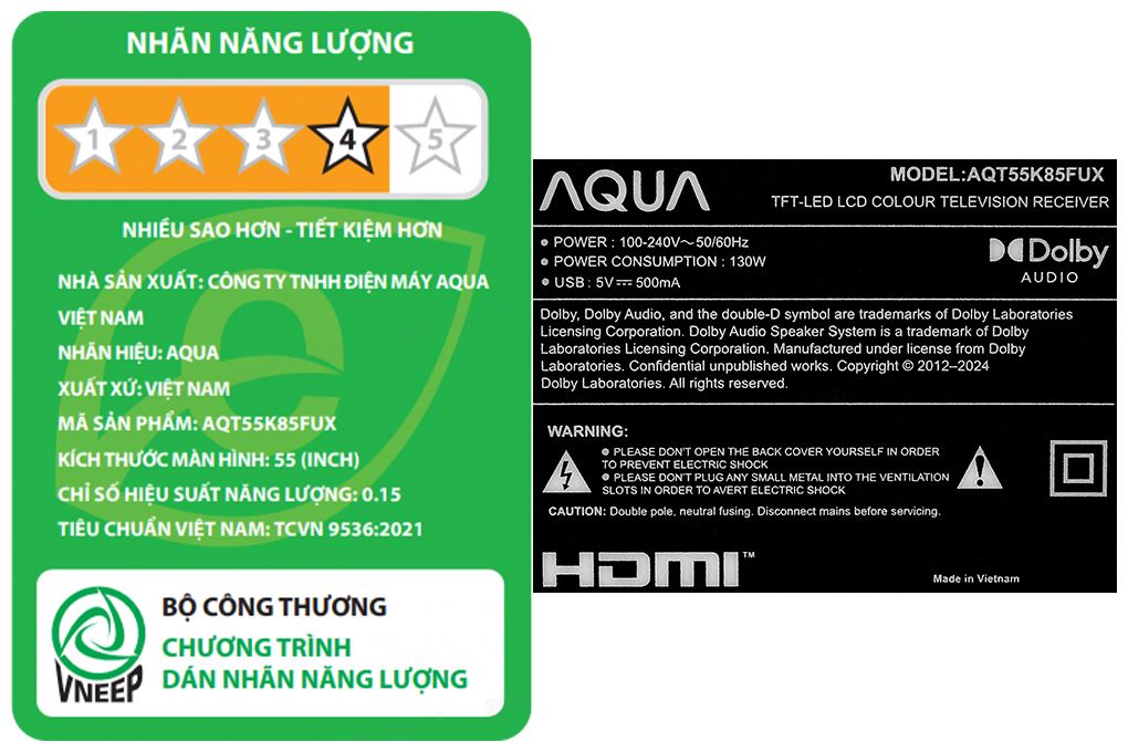 Google Tivi Aqua 4K 55 inch AQT55K85FUX Màu Đen