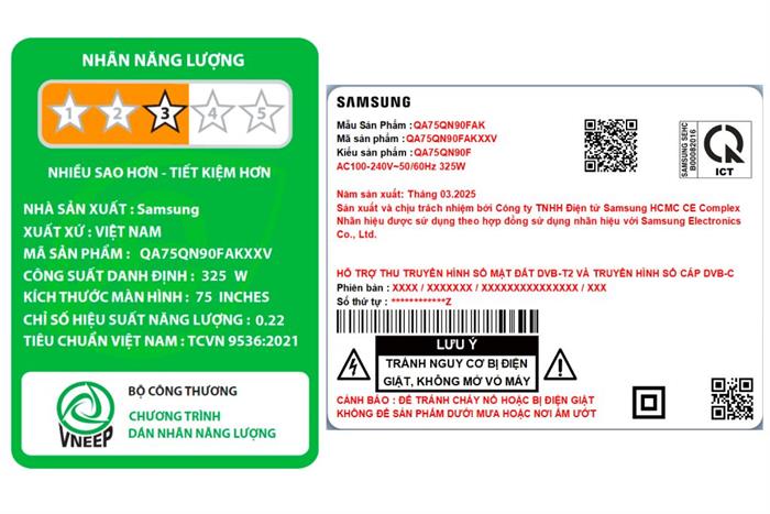 Smart Tivi Neo QLED Samsung AI 4K 75 inch QA75QN90F Màu Đen