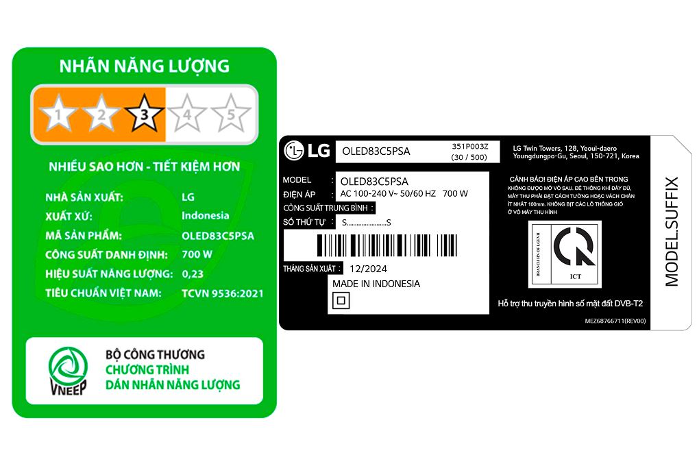 Smart Tivi OLED evo LG AI 4K 83 inch OLED83C5PSA Màu Đen