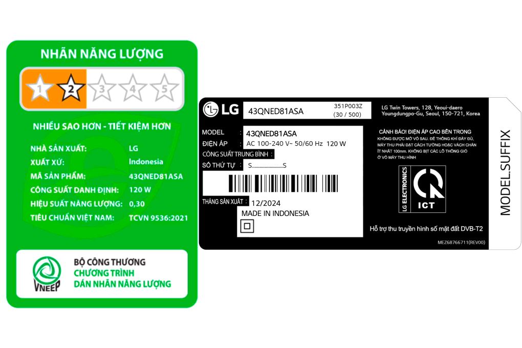 Smart Tivi QNED LG AI 4K 43 inch 43QNED81ASA Màu Đen