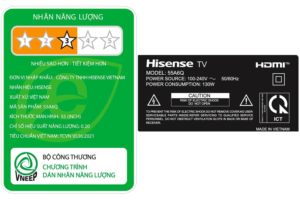 Smart Tivi Hisense 4K 55 inch 55A6Q Màu Đen
