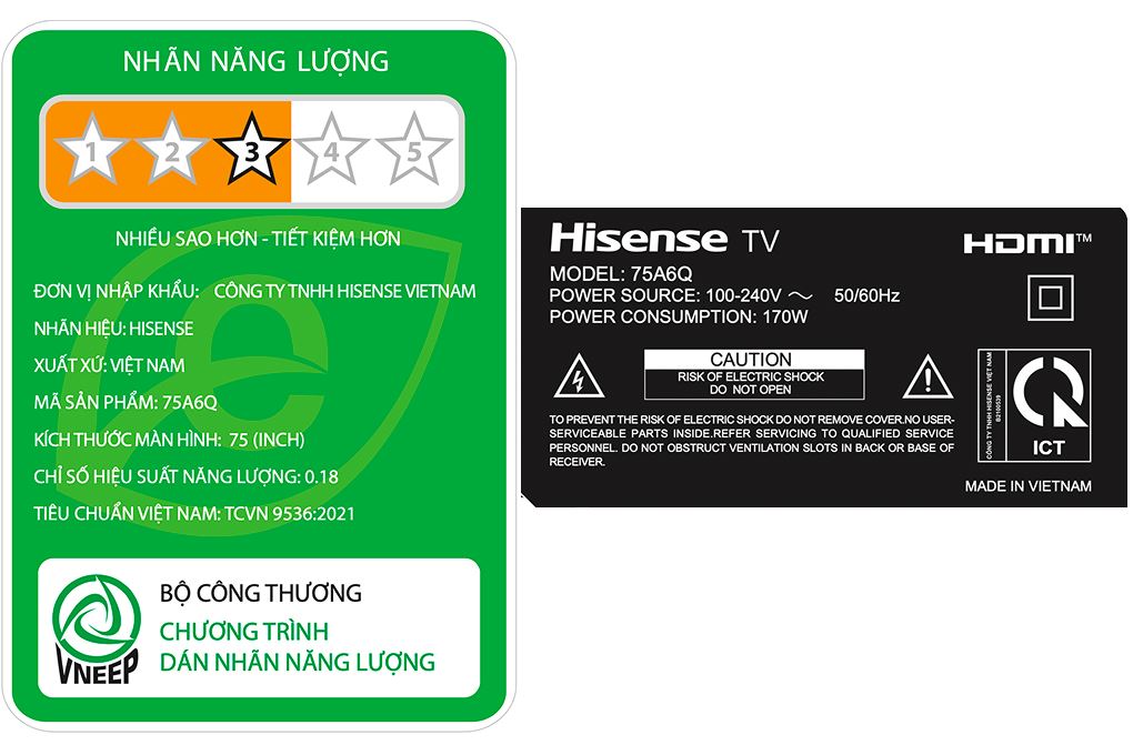 Smart Tivi Hisense 4K 75 inch 75A6Q Màu Đen