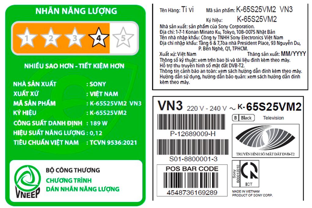 Google Tivi Sony 4K 65 inch K-65S25VM2 Màu Đen