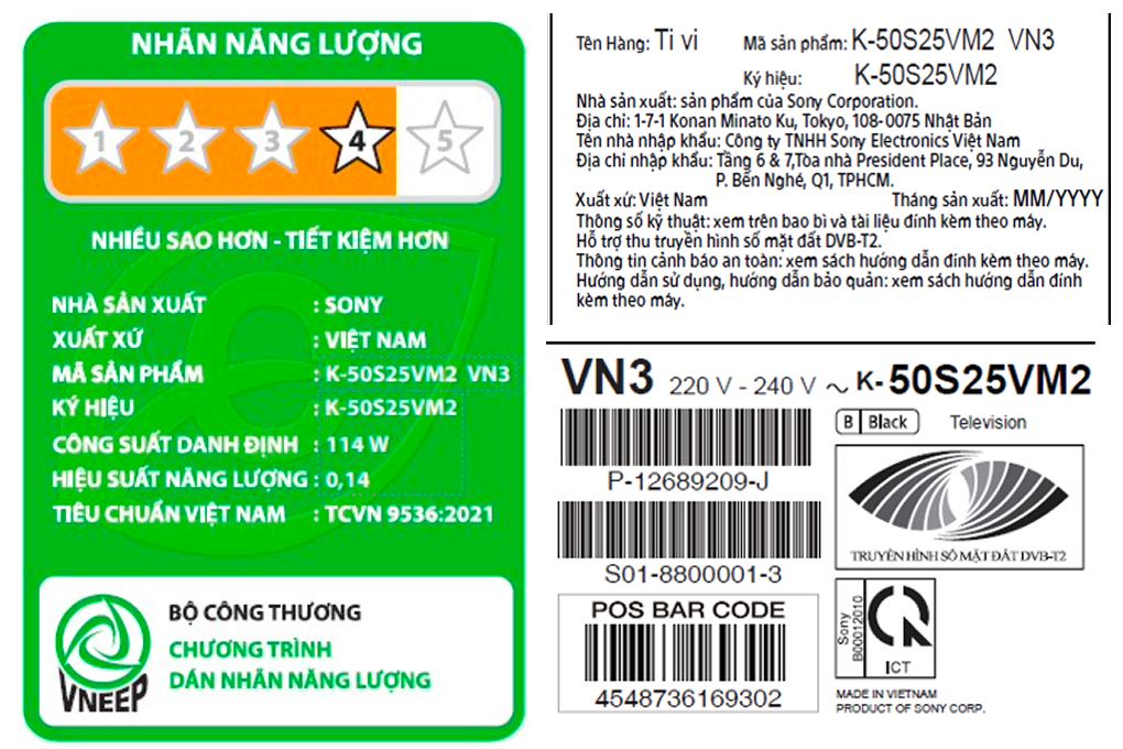 Google Tivi Sony 4K 50 inch K-50S25VM2 Màu Đen