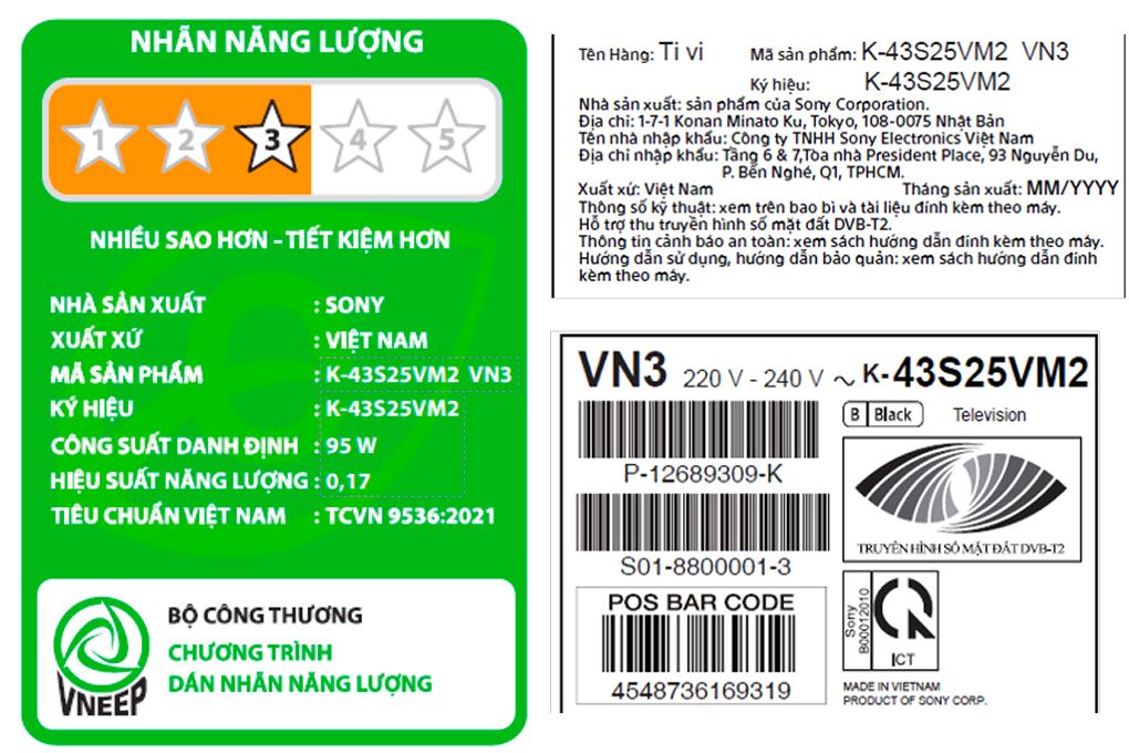 Google Tivi Sony 4K 43 inch K-43S25VM2 Màu Đen