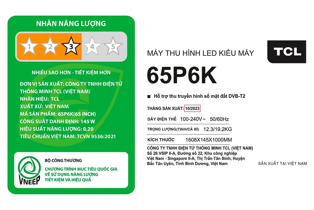 Google Tivi TCL AI 4K 65 inch 65P6K Màu Đen
