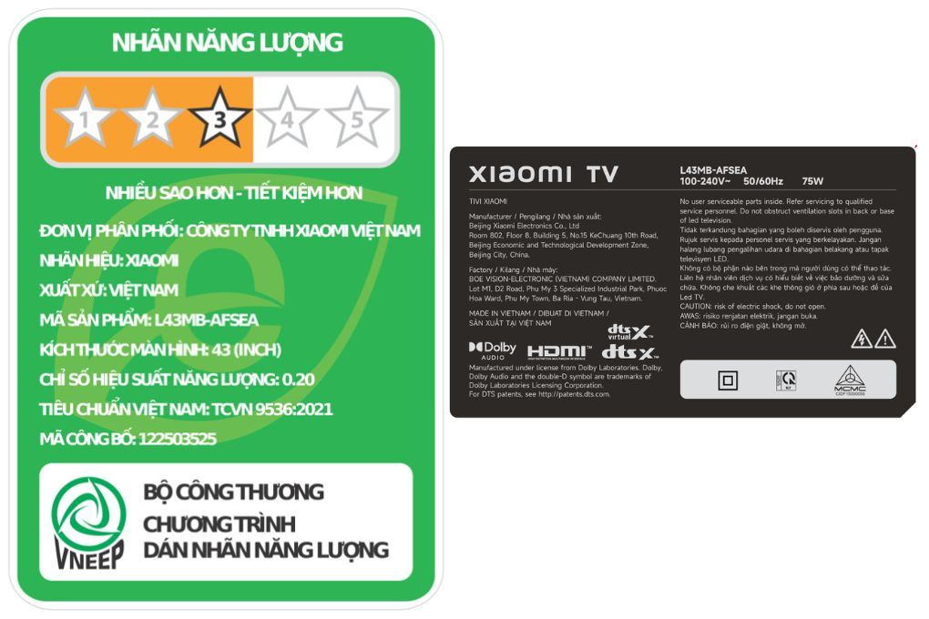 Google Tivi Xiaomi A FHD 43 inch L43MB-AFSEA 2026 Màu Đen