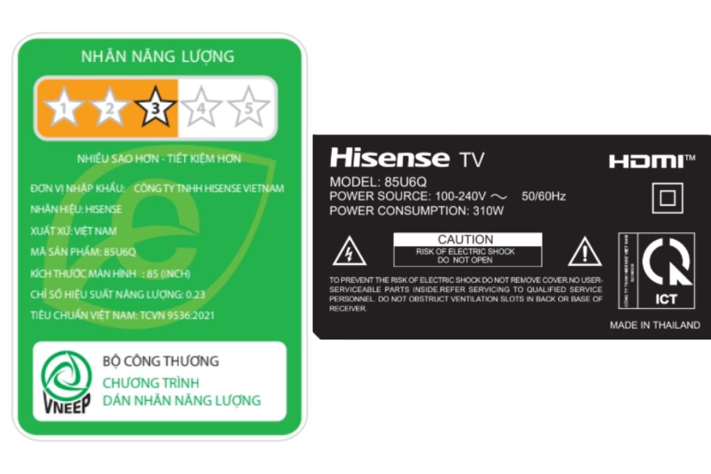 Smart Tivi ULED Hisense 4K 85 inch 85U6Q Màu Đen
