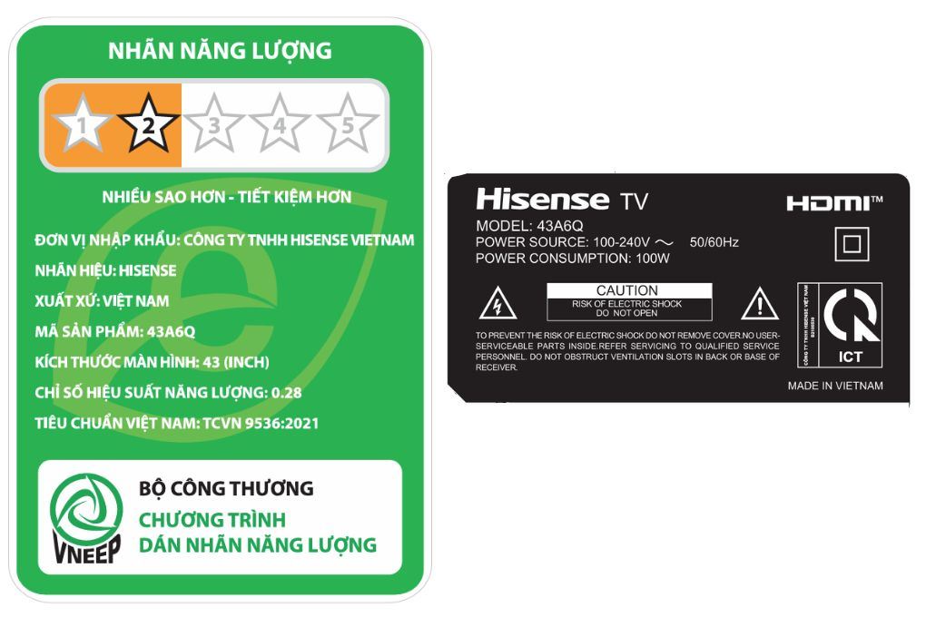 Smart Tivi Hisense 4K 43 inch 43A6Q Màu Đen