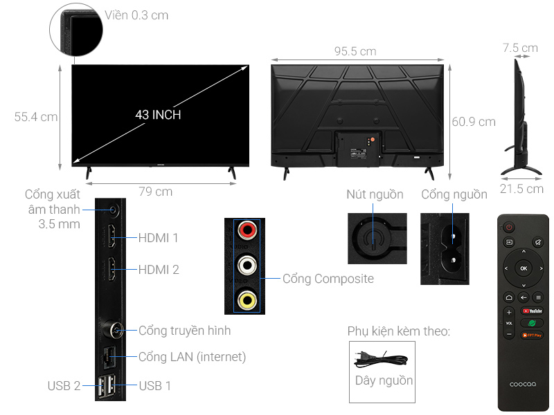 Smart Tivi Coocaa FHD 43 inch 43S3U+