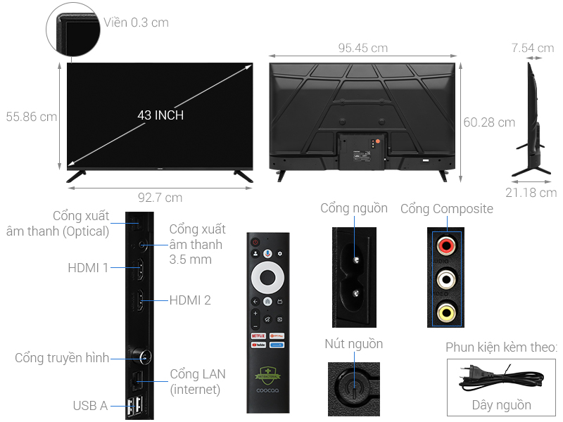 Google Tivi Coocaa FHD 43 inch 43Z85