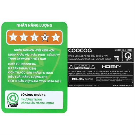 Google Tivi Coocaa FHD 43 inch 43Z85 Màu Đen