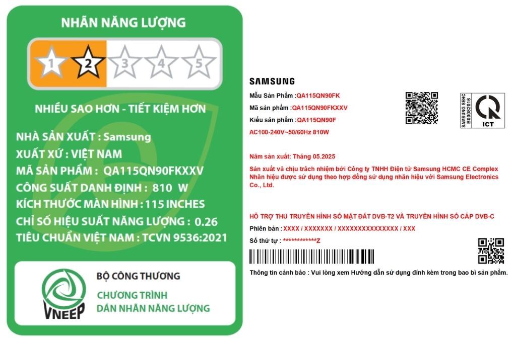 Smart Tivi Neo QLED Samsung AI 4K 115 inch QA115QN90F Màu Đen