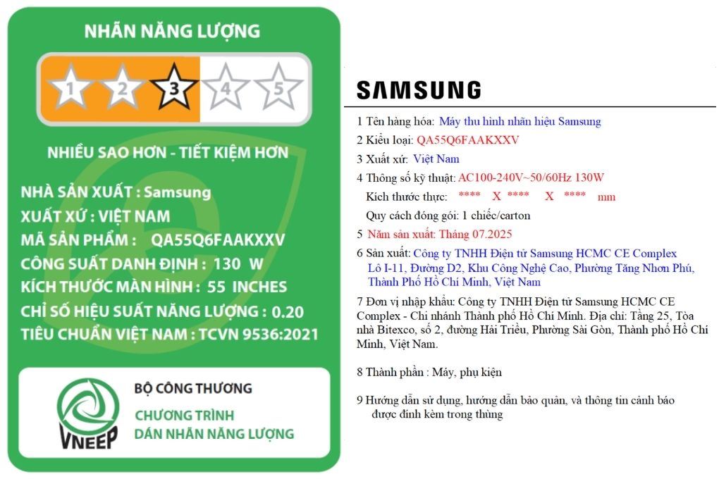 Smart Tivi QLED Samsung 4K 55 inch QA55Q6FA Màu Đen