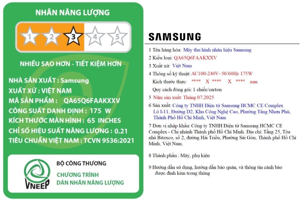 Smart Tivi QLED Samsung 4K 65 inch QA65Q6FA Màu Đen