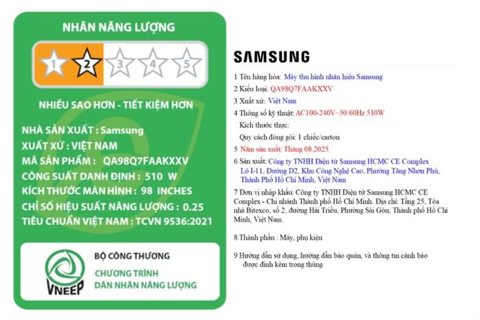 Smart Tivi QLED Samsung AI 4K 98 inch QA98Q7FA Màu Đen