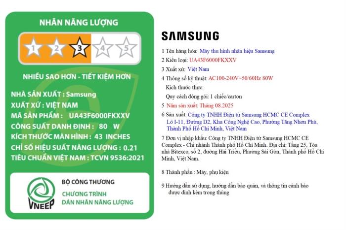Smart Tivi Samsung FHD 43 inch UA43F6000F Màu Đen
