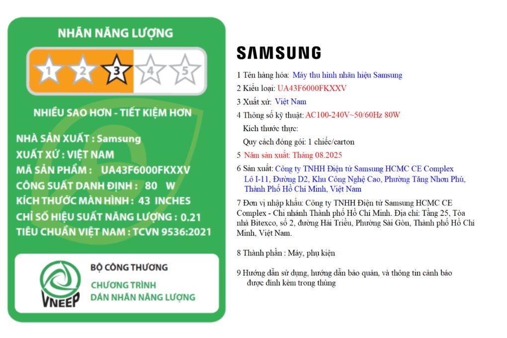 Smart Tivi Samsung FHD 43 inch UA43F6000F Màu Đen