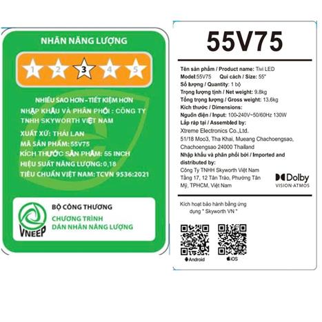 Google Tivi QD-Mini LED Coocaa 4K 55 inch 55V75 Màu Đen