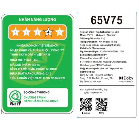 Google Tivi QD-Mini LED Coocaa 4K 65 inch 65V75 Màu Đen