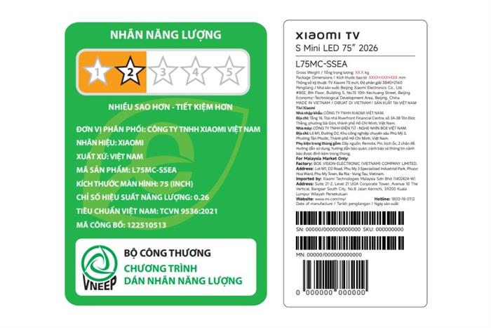Google Tivi QD-MiniLED Xiaomi S 4K 75 inch L75MC-SSEA Màu Đen
