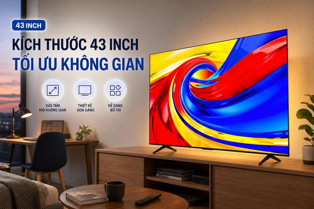 Google Tivi QLED TCL 4K 43 inch 43P7L Màu Đen