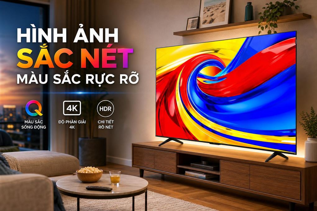 Google Tivi QLED TCL 4K 43 inch 43P7L Màu Đen