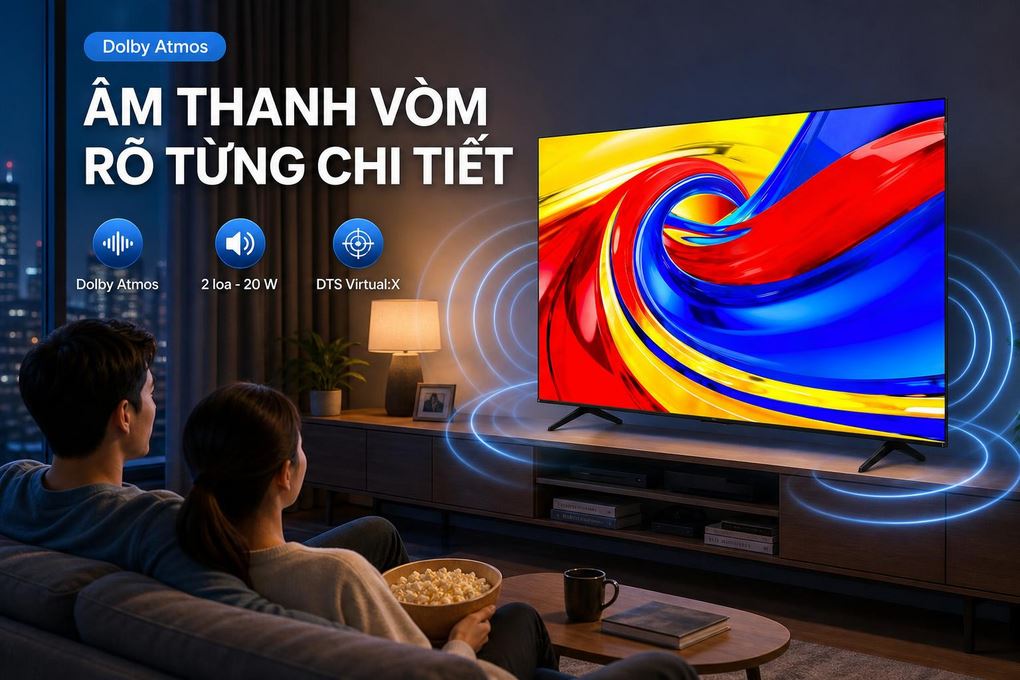 Google Tivi QLED TCL 4K 43 inch 43P7L Màu Đen