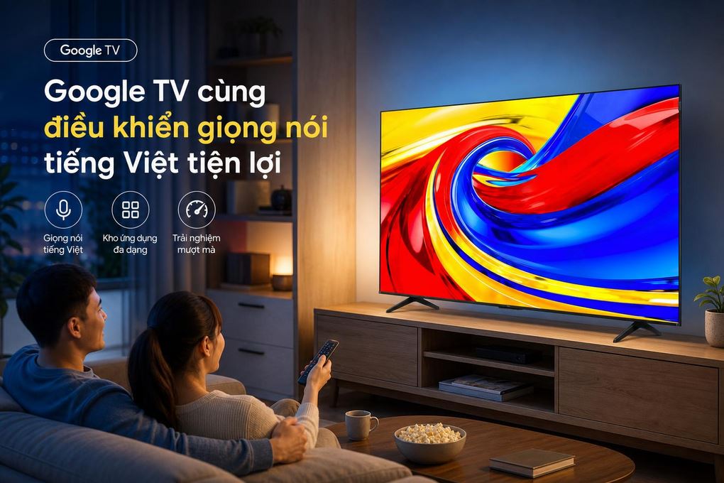 Google Tivi QLED TCL 4K 43 inch 43P7L Màu Đen