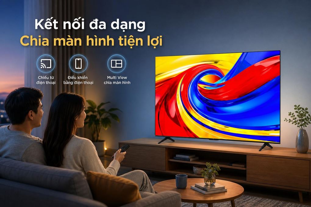 Google Tivi QLED TCL 4K 43 inch 43P7L Màu Đen