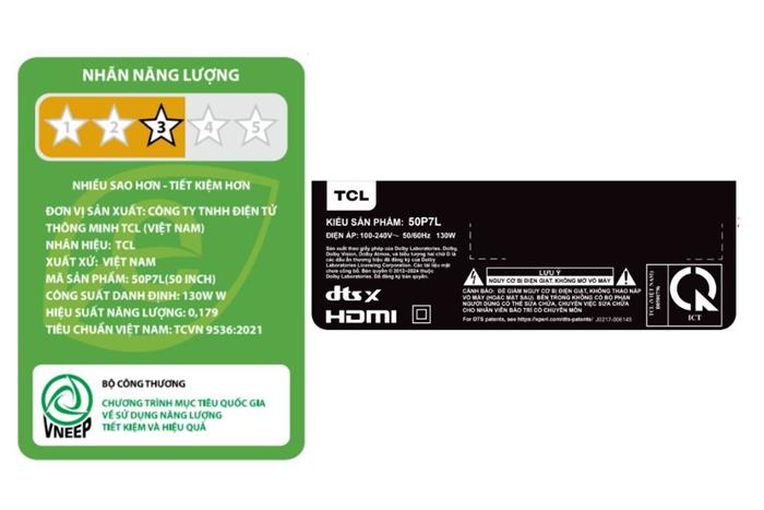 Google Tivi QLED TCL 4K 50 inch 50P7L Màu Đen