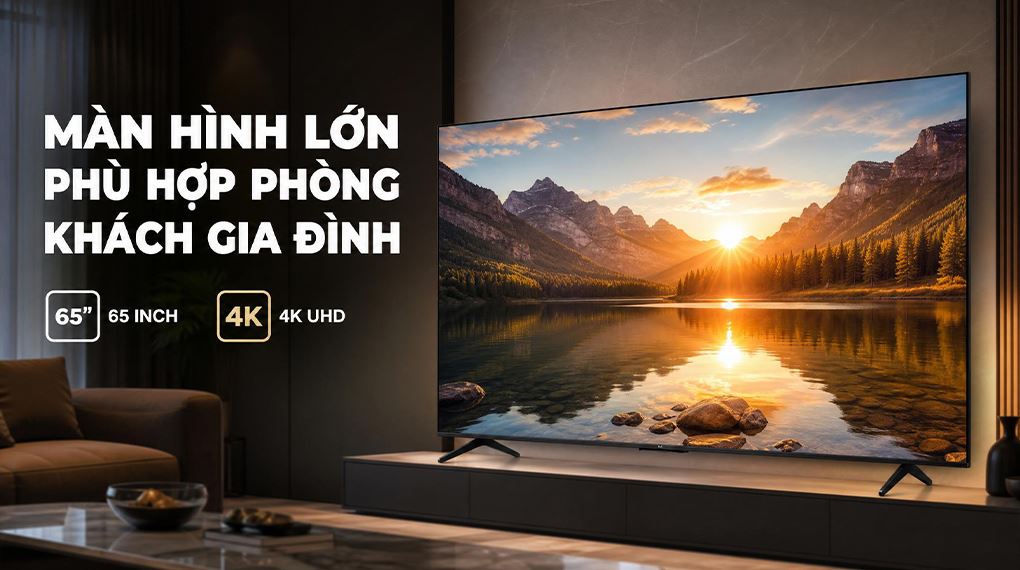 Google Tivi QLED TCL 4K 65 inch 65P7L Màu Đen